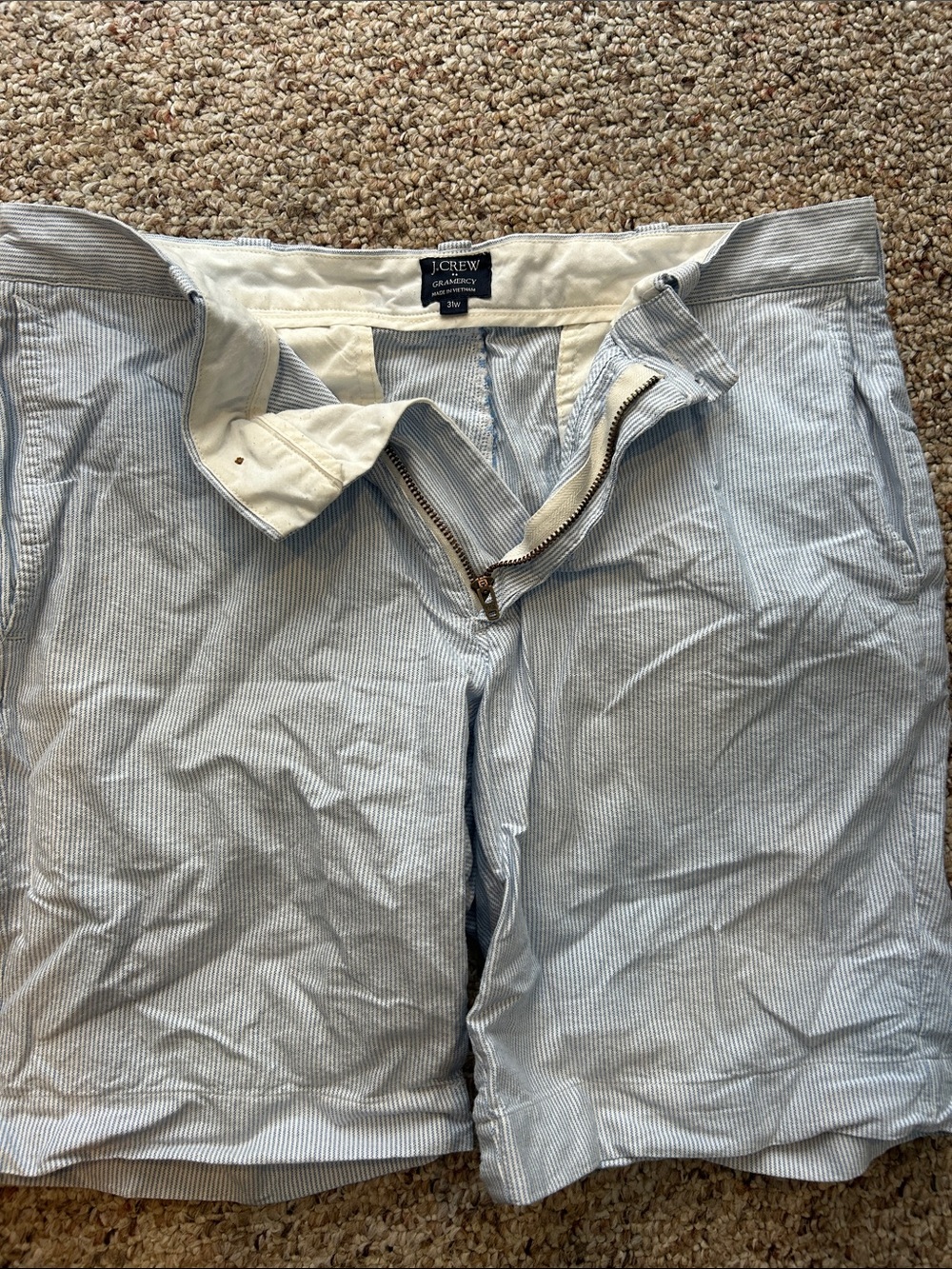 J. Crew Light Blue Pinstripe Chino Shorts